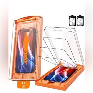 2 Packs for iPhone 15 Pro Screen Protector 6.1'' with Camera Lens Protector